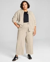 AND NOW THIS NOW THIS TRENDY PLUS SIZE QUILTED BOMBER JACKET SECOND SKIN MUSCLE T SHIRT MARINER WIDE LEG PANTS
