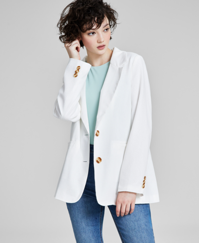 And Now This Women's Linen Blend Blazer, Created For Macy's In White
