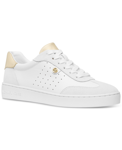 Michael Kors Scotty Sneakers In White Suede And Leather In White/gold