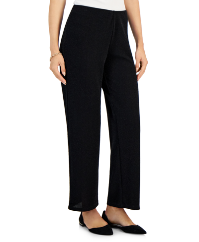 Jm Collection Women's New Shine Wide-leg Pull-on Pants, Created For Macy's In Deep Black