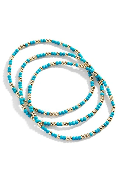 Baublebar Sadie Set Of 3 Semiprecious Bead Stretch Bracelets In Turquoise/gold