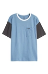 Volcom Kids' Overgrown Colorblock Cotton Cotton Pocket T-shirt In Stone Blue