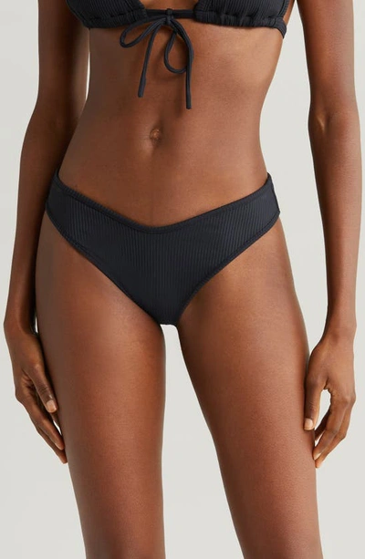 Montce Lulu Rib Bikini Bottoms In Black Rib