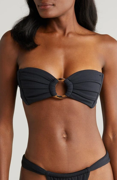 Montce Tori O-ring Rib Bikini Top In Black Rib