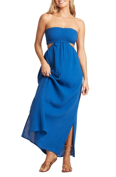 Sea Level Smocked Bodice Cotton Seersucker Cover-up Dress In Cobalt