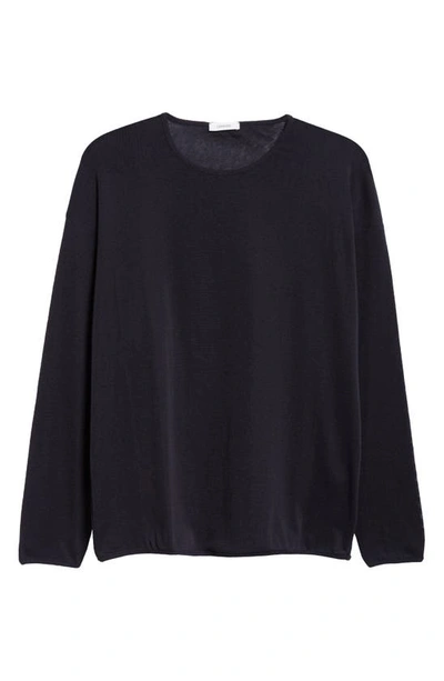Lemaire Long Sleeve Cotton & Cashmere T-shirt In Squid Ink Bk998