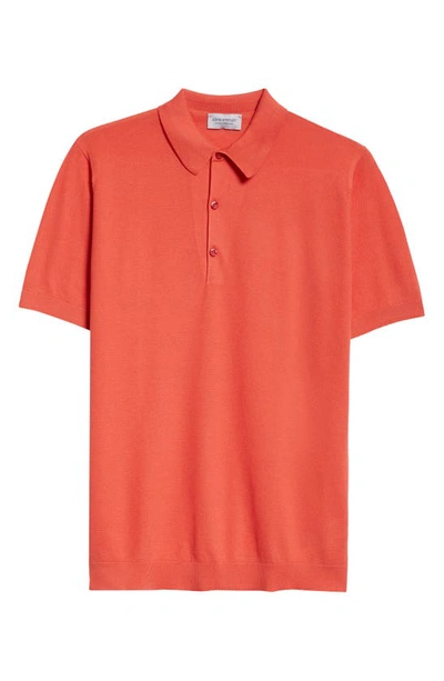 John Smedley Cotton Polo Shirt In Sundown Orange