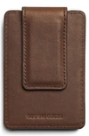 Shinola Money Clip Card Case In Medium Brown