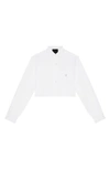 Balenciaga 4g Logo Crop Cotton Poplin Button-down Shirt In White