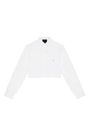 Givenchy 4g Logo Crop Cotton Poplin Button-down Shirt In White