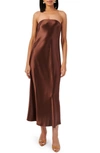 Cami Nyc Noelle Strapless Satin Dress In Coconut