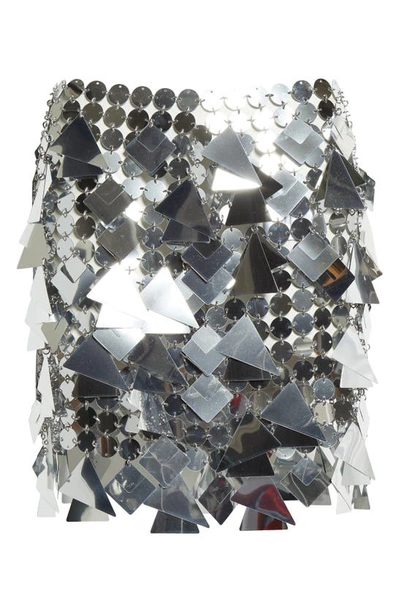 Rabanne Mixed Paillette Miniskirt In Silver