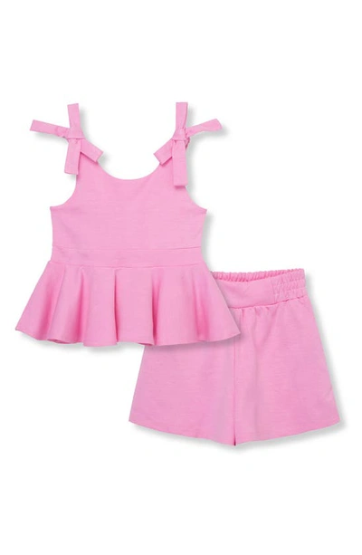 Habitual Girls' Peplum Top & Shorts Set - Little Kid In Pink