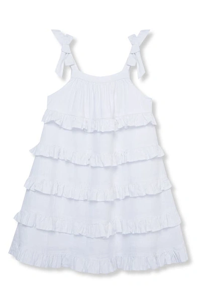 Habitual Kids Kids' Linen Blend Tiered Ruffle Dress In White