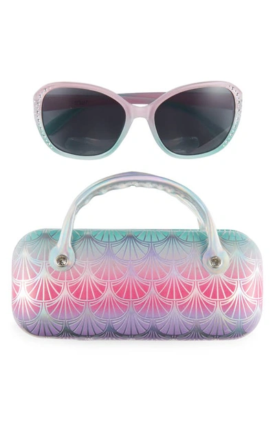 Capelli New York Kids' Pretty Scales Sunglasses & Hard Case Set In Pink Combo