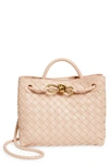 Bottega Veneta Small Leather Andiamo Shoulder Bag In Lotus/ Brass