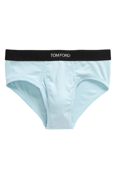 Tom Ford Cotton Stretch Jersey Briefs In Artic Blue