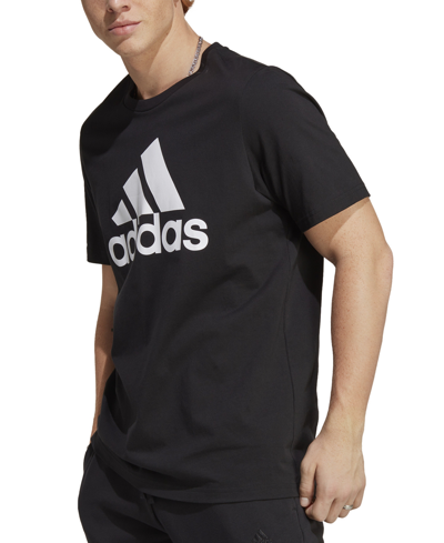 Adidas Originals Men's Essentials Single Jersey Big Logo Short Sleeve Crewneck T-shirt In Black,white