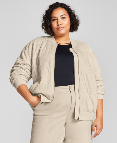 And Now This Trendy Plus Size Quilted Bomber Jacket In Palomino