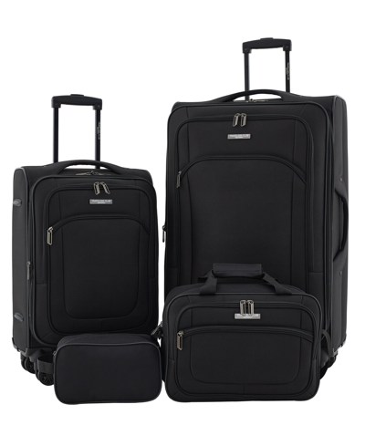 Travelers Club 4 Piece Expandable Rolling Luggage Collection In Black