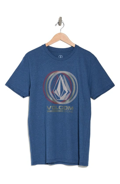 Volcom Sedated Stone Short Sleeve Graphic T-shirt In Indigo Black Heather