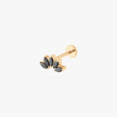 Studs Small Crown Marquise Flatback Stud In Gold/black