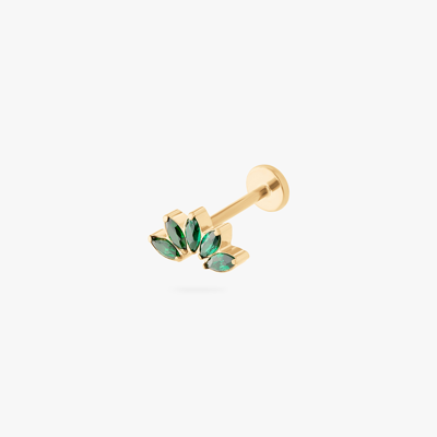 Studs Small Crown Marquise Flatback Stud In Gold/green