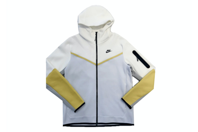 Pre-owned Nike Sportswear Tech Fleece Full Zip Hoodie White/yellow/baby Blue