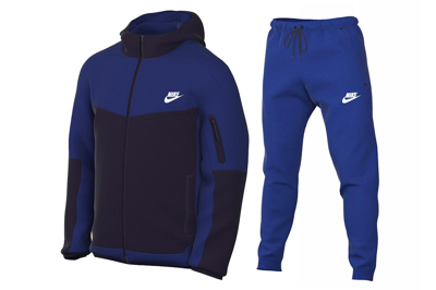 Pre-owned Nike Sportswear Tech Fleece Full Zip Hoodie & Joggers Set Old Royal/charcoal Grey/deep Royal Blue