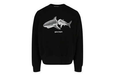 Pre-owned Palm Angels Broken-shark Crewneck Sweatshirt Black/grey