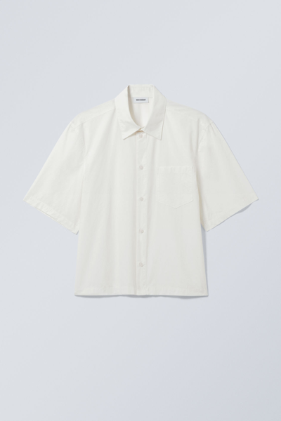 Weekday Cropped Short Sleeve Shirt In White