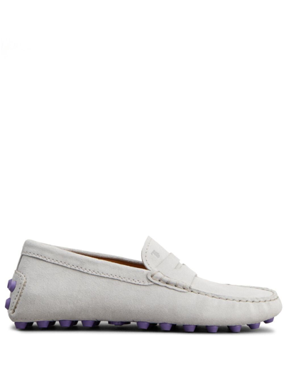 Tod's Gommino Logo-debossed Loafers In Grey