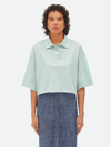 Bottega Veneta Cropped Short-sleeved Polo T-shirt In Blue