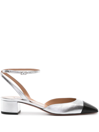 Aquazzura French Flirt 35mm Leather Pumps In Silver