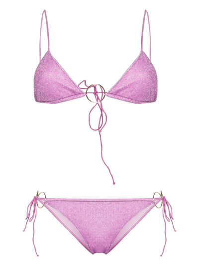 Oseree Ring-embellished Lurex Bikini In Purple