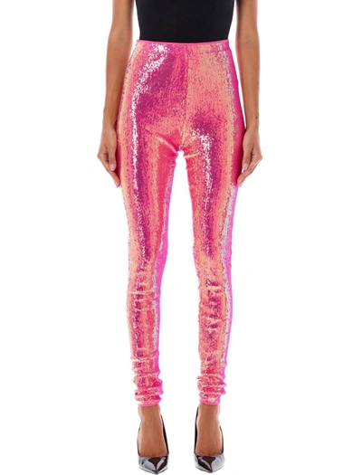 Alexandre Vauthier Leggings Sequin In Neon Pink