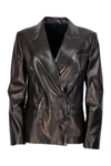 Brunello Cucinelli Double-breasted Leather Blazer Jacket In Black