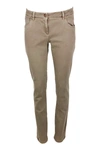 Brunello Cucinelli Five-pocket Garment-dyed Stretch Denim Trousers. Slim Model In Beige