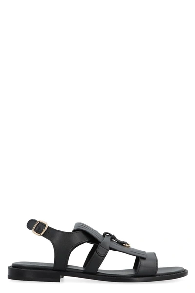 Doucal's Urano Leather Sandals In Black