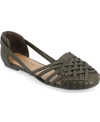 Journee Collection Journee Ekko Weave Flat In Olive Faux Leather- Polyurethane