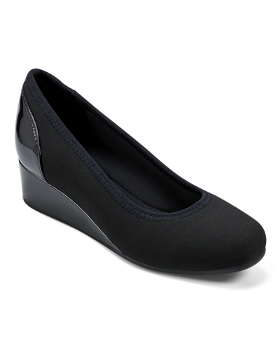 Easy Spirit Women's Gwenyth Slip-on Square Toe Dress Wedges In Black