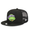 New Era Men's  Black Teenage Mutant Ninja Turtles Happy Michelangelo Trucker 9fifty Snapback Hat In Black