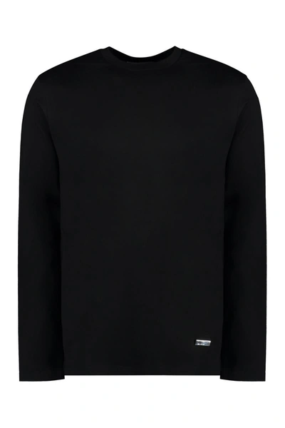 Jil Sander Long Sleeve Cotton T-shirt In Black