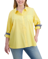 TOMMY HILFIGER PLUS SIZE COTTON ROLL-TAB SHIRT