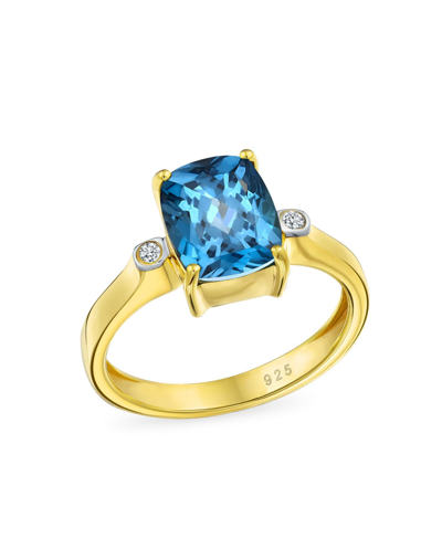 Bling Jewelry 3.17ct Genuine Gemstone Birthstones Zircon Accent London Blue Topaz Emerald Cut Cocktail Engagement 