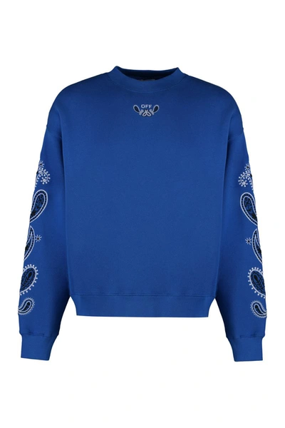 Off-white Logo Detail Cotton Sweatshirt In Blue