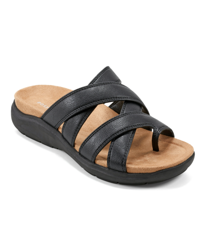 Easy Spirit Women's Westly Strappy Casual Flat Sandals In Black