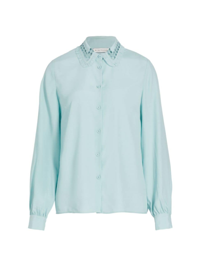 Elie Tahari Women's The Harlee Embroidered Silk-blend Blouse In Sky Light