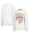 ESTABLISHED & CO. WOMEN'S ESTABLISHED & CO. ASH LSU TIGERS LOGO PULLOVER SWEATSHIRT