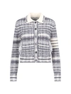 Thom Browne Collared Checkered Jacket Front Pockets In Grey